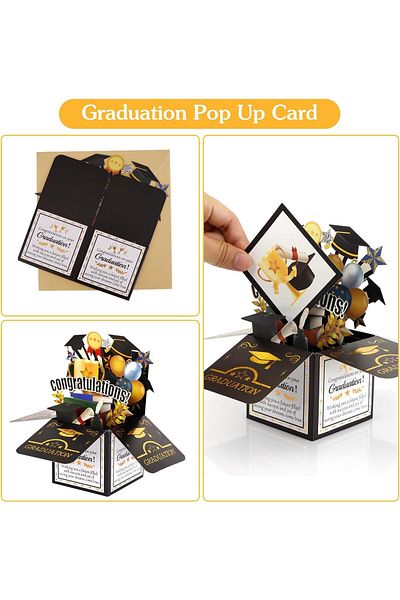erorex Graduation Pop Up Card 3D Graduation Card With Envelope Notecard Congratulations Greeting Card