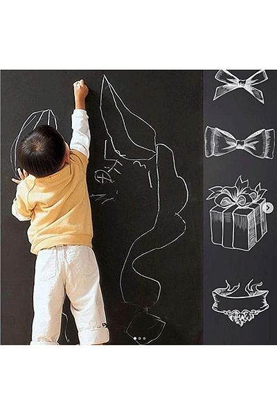 erorex Black Board Sticker Chalkboard Sticker With 5 Color Chalk Removable Teaching Writing Stickers Self