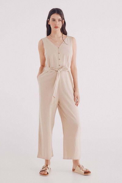 Springfield Cotton Linen Straps Jumpsuit