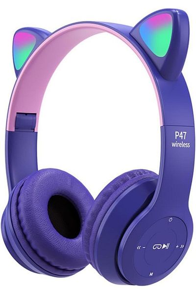erorex Cat Ear Headphones Wireless Kids Headphones Cute Cat Ear Headset With Led Lights Bluetooth 5.0