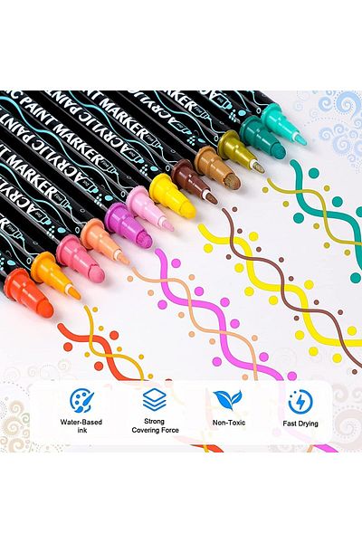 erorex Paint Markers Pens 36 Colors Acrylic Paint Pens Dual Tip For Wood Canvas Stone Rock Painting Glass