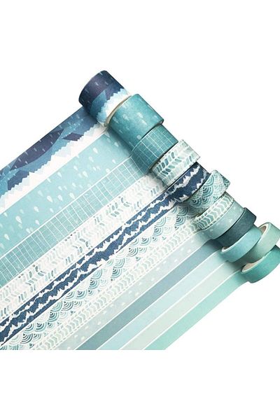 erorex 12 Rolls Washi Tape Set Modern Arts Decorative Tapes Gray Pink Blue Masking Tape Sets For Craft