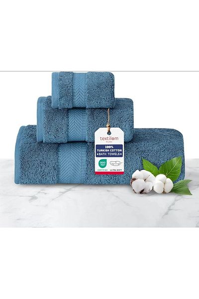 NikAr Home طقم مناشف قطنية مكون من 3 قطع