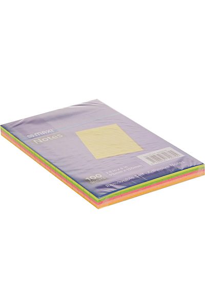 erorex Sticky Notes 98X150Mm 5X20 Ruled Assorted 100 Sheets