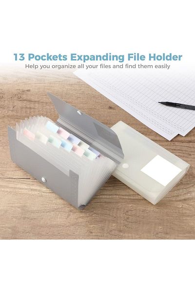 erorex Expanding File Holder 2Pcs A6 Pp 12 Pockets Coupon Organizers With Labels Waterproof Expandable
