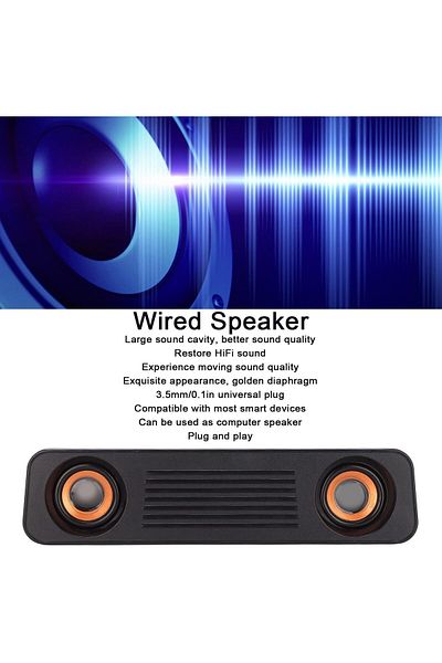 erorex Sound Bar Stereo Soundbar Usb Wired Stereo Soundbar Music Player Bass Surround Sound Box 3.5Mm