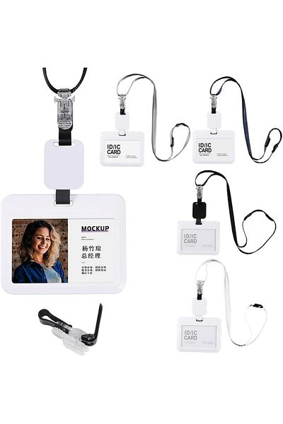 erorex 4 Piece Id Badge Card Holder Dual Purpose For Clipping And Hanging Adjustable Lanyard Sliding Cover