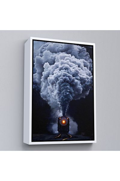 Harita Sepeti Pictură de trenul terestru cu fum gri cu cadru alb