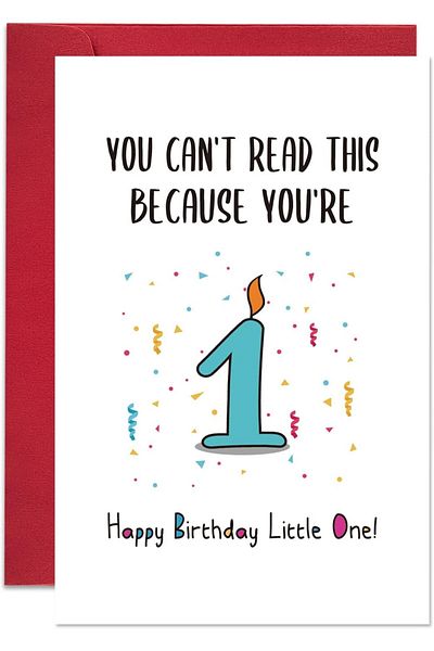 erorex Funny First Birthday Card Happy Birthday Little One Card You Can'T Read This Because You'Re 1