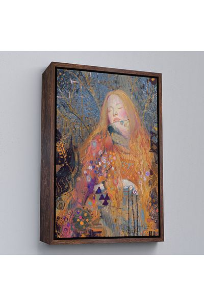 Harita Sepeti Femeie frumoasă blondă cu cadru alb Pictură murală