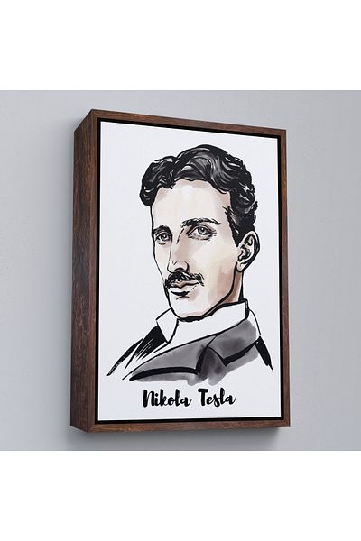 Harita Sepeti Tablou decorativ pe pânză Nikola Tesla cu cadru alb