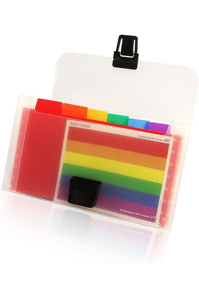 erorex 7X4.5 Inch Expandable Portable Folder 13 Pocket Buckle File Organizer A6 Plastic Wallet For Cards