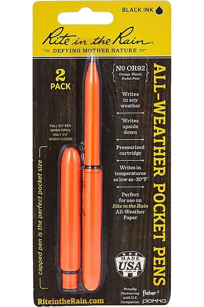 erorex All Weather Edc Pen Orange Pokka 2 Pack Black 0.9Mm Ink Fine Point No. Or92 1 Count Pack Of 2