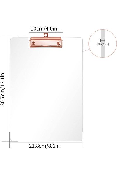 erorex Thick Acrylic Clear Clipboards Transparent Letter Size Clipboard With Rose Gold Strong Clip Hidden