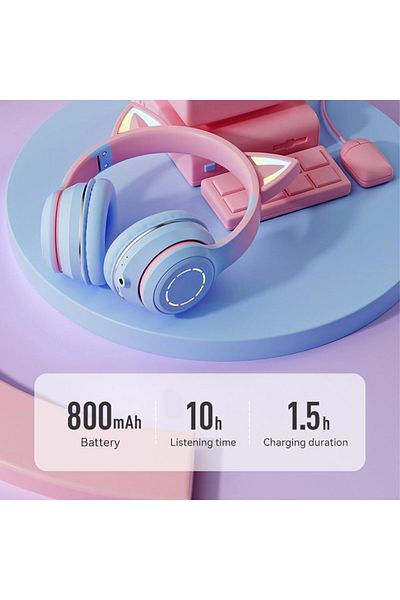 erorex Bluetooth Headphones Colorful Led Lights Comfort Foldable Headset 6 Hours Playtime Lightweight