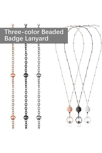 erorex 3 Pcs Sets Retractable Badge Reel Lanyard With Id Holder Necklace Lanyard With Transparent Id Card
