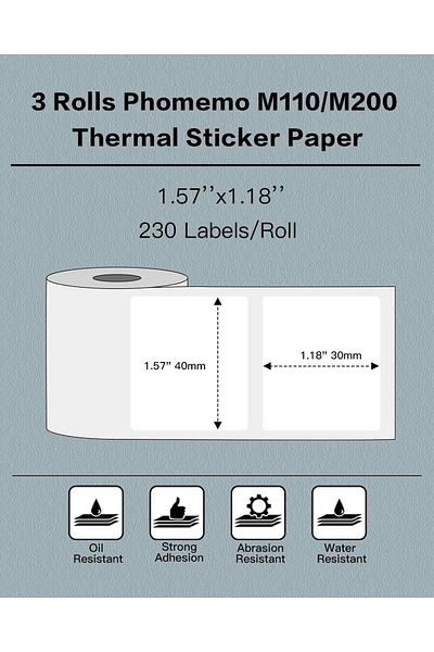 erorex 3 Rolls M110 M221 M220 M120 M200 M110S Thermal Paper 1.57 Inch X1.18 Inch 40X30Mm Multi Purpose