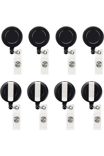 erorex 50 Pcs Retractable Badge Reel Clips Holder For Hanging Id Card Name Key Chain Black