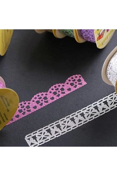 erorex 7 Roll Of Glitter Washi Tape Lace Flower Pattern Self Adhesive Tape Washi Tape Masking Diy