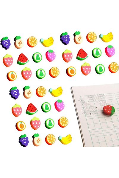 erorex Mini Erasers For Kids 50 Pcs Fruit Small Non Toxic Novelty Assorted Novelty Pencil Erasers With