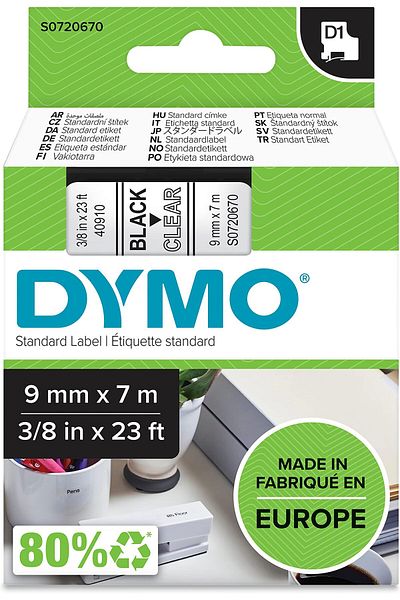 erorex D1 Labels Self Adhesive Labels For Labelmanager Label Printers Authentic 9 Mm X 7 M Roll Black