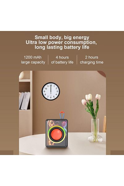 erorex مشغل أسطوانات عتيق مزود بمكبر صوت بلوتوث مع ساعة وإضاءة قابلة للتعديل بأربعة أوضاع محمولة لاسلكية