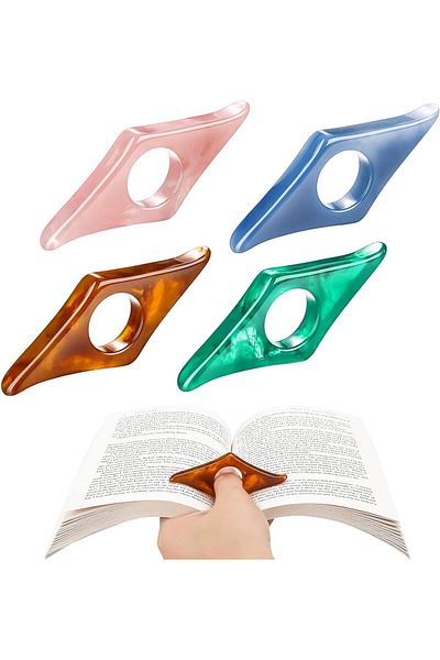 erorex 4 Pcs Book Page Holder For Reading Resin Transparent Thumb Bookmark Book Accessories For Reading
