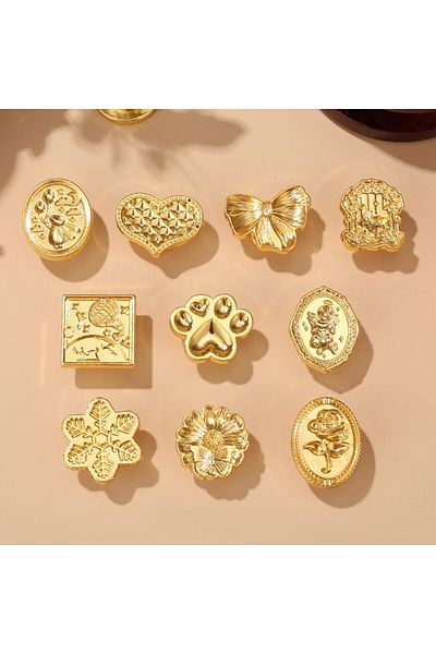 erorex 10Pcs Envelope Seal Wax Stamp Set Shaped Fire Lacquer Wax Grain Envelope Seal Wax Stamp Set