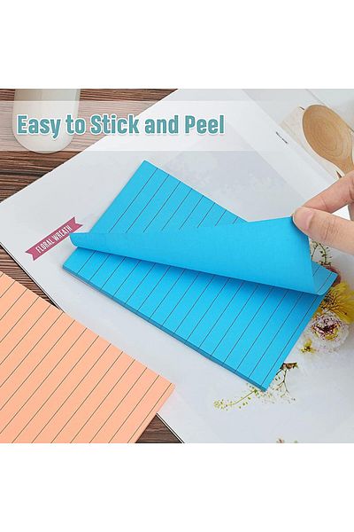 erorex Lined Sticky Notes 4X6 In 8 Bright Colors Large Ruled Post Stickies Colorful Post Super Sticking