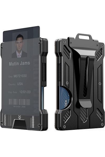 erorex Wallet For Men Slim Aluminum Metal Business Card Holder With Clear Window Id Badge Clip Wallet With