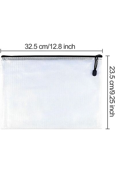 erorex 12 Pcs A4 Zipper File Bags Mesh Plastic Document Bags With Zipper For Office School Home Travel