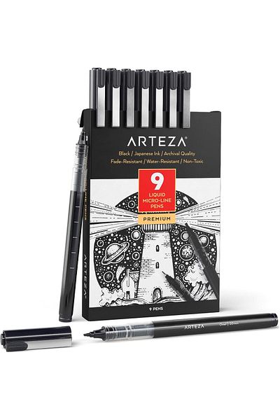 erorex Micro Line Ink Pens Set Of 9 Black Fineliners With Japanese Archival Ink Art Supplies For Comic