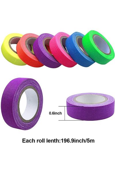 erorex Blacklight Reactive Glow Tape 6 Rolls Neon Gaffer Cloth Tape Fluorescent Adhesive Tapes For Black