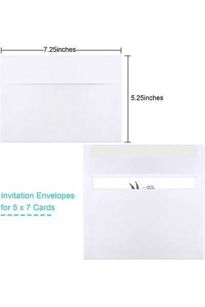 erorex 5X7 Envelopes 50 Packs White A7 Envelopes For Invitations Printable Self Seal For Weddings