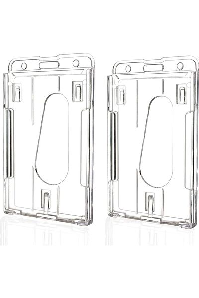 erorex 2 Pcs Hard Plastic Badge Holder Id Card Badge Holder Vertical Style Clear Card Holder With Thumb