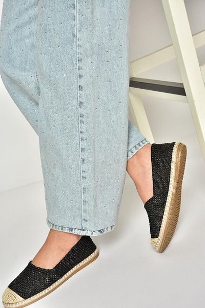 Fox Shoes D280250017 Black Straw Casual Women's Shoes