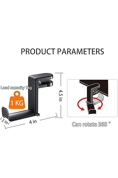 erorex Headphone Hook Holder Headphones Stand With Adjustable And Rotating Arm Clamp Under Desk Design