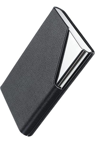 erorex Business Card Holder Pu Leather And Stainless Steel Multi Business Name Cards Case Pocket Wallet