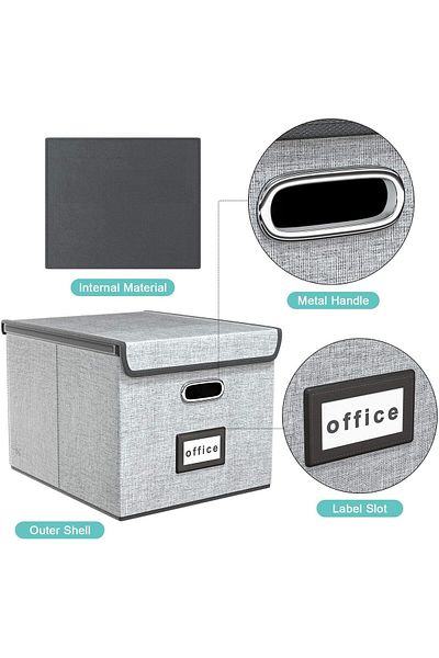 erorex Portable File Organiser Box With Lid Collapsible Linen Hanging Filing Storage Boxes With Plastic