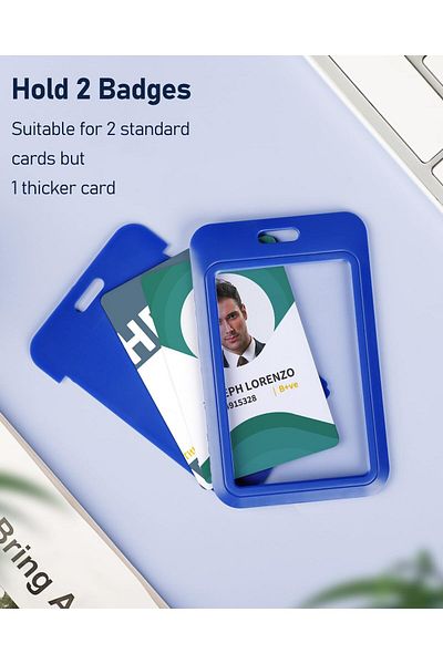 erorex 10 Pack Sliding Id Card Badge Holder Access Card Holder Vertical Hard Plastic Id Card Holder With