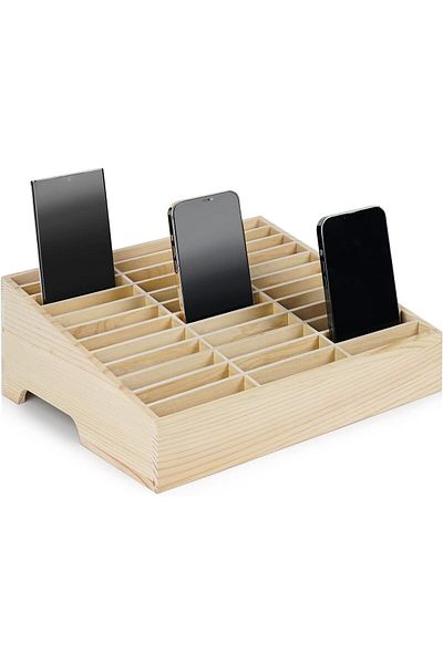 erorex Wooden 36 Grid Cell Phones Storage Box Desktop Mobile Phone Holder Organizer For Office School… 36