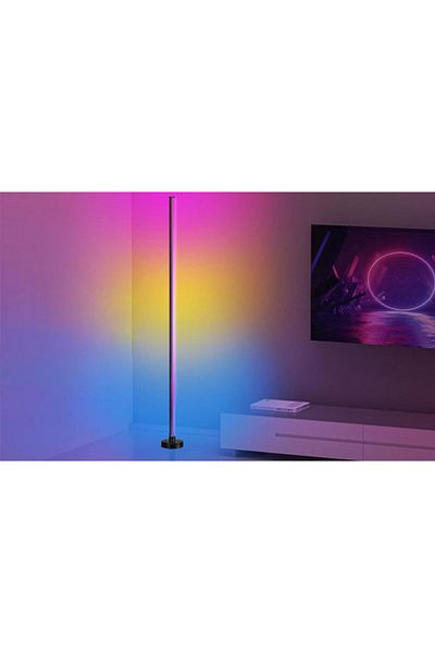 erorex مصباح أرضي ذكي LED مقاس 47 بوصة قابل للتعتيم مصباح زاوية متغير اللون RGB مع جهاز تحكم عن بعد وتطبيق