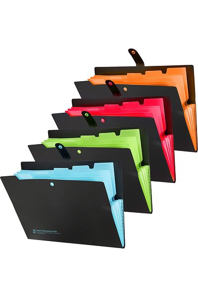 erorex 4 Pack Expanding File Folders 6 Pockets File Organizer File Folder Expanding Folders A4 Letter Size