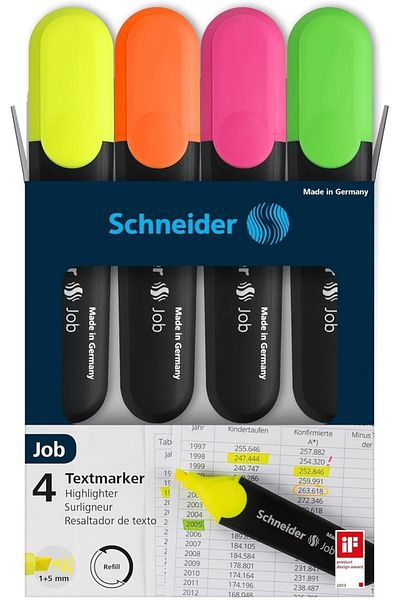 erorex Job Highlighter Assorted Colors Set Of 4