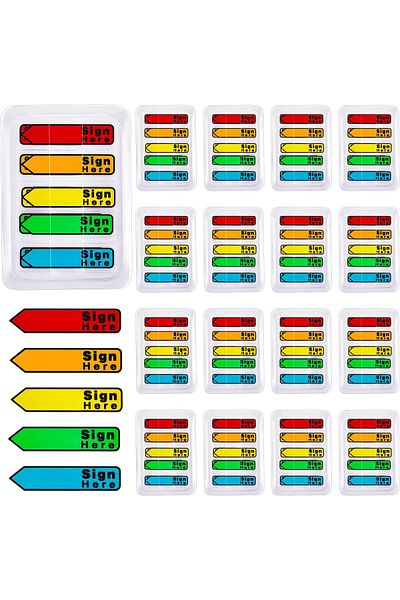 erorex 2000 Pcs 20 Packs Sign Here Flags 5 Neon Colors Sign Here Tabs Notary Supplies Sign Here Stickers