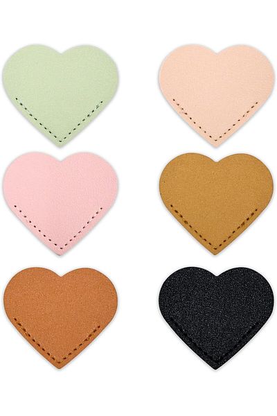 erorex 6 Pieces Leather Heart Bookmarks Leather Page Corner Bookmark Lovely Heart Bookmark Meaningful Gift