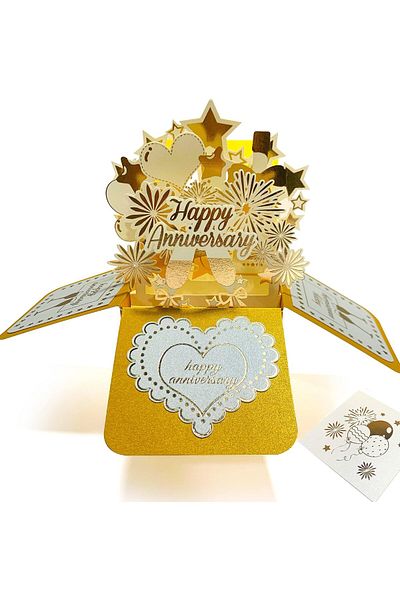 erorex Anniversary Card 3D Pop Up Greeting Cards Valentines Day Card Handmade Love Romantic Commemorative