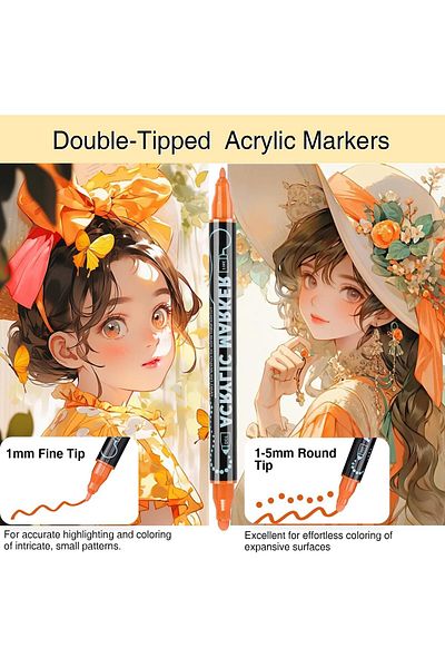 erorex Acrylic Markers 12 Colors Dual Tip Acrylic Paint Pens Markers Premium Acrylic Markers Paint Pens
