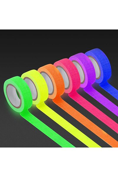 erorex Neon Gaffer Cloth Tape Fluorescent Uv Blacklight Glow In The Dark Tape For Uv Party 0.6 Inch X 16.5