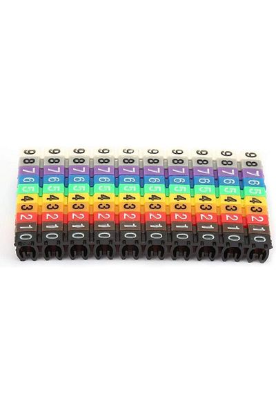 erorex 150 Pcs Cable Markers Colorful C Type Marker Number Tag Label Siut For Wire 2 7Mm 100Pcs Kcm 2.5Mm
